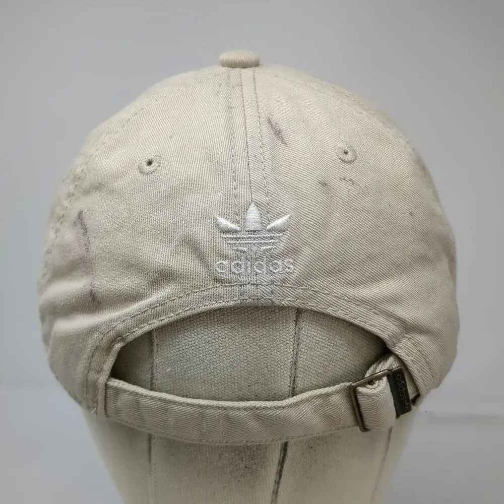 Adidas Baseball Cap Beige One Size Trefoil Embroidered Logo Slideback Hat
